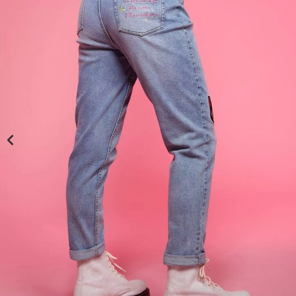 Sailor Moon Icons Embroidered Mom Jeans women’s new - Picture 3 of 16